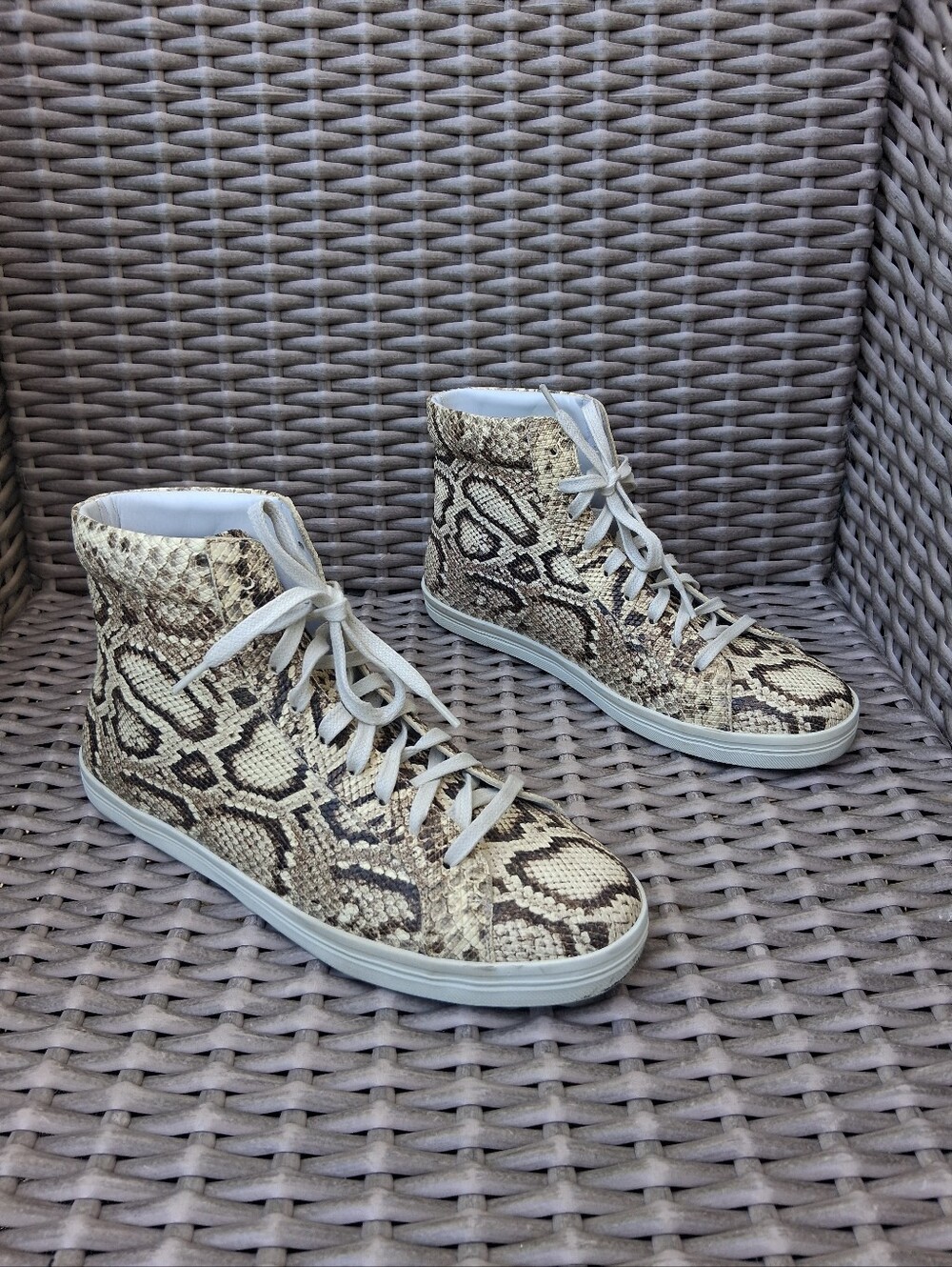 Freda Salvador High-Top Snake Print Sneakers - Neutral